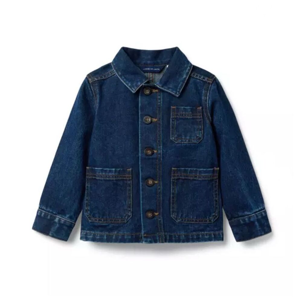 Janie and Jack Denim Chore Jacket in Dark Wash Size 8